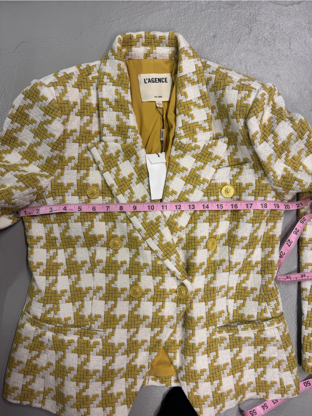 🌟 NWT ⭐️ L’AGENCE Marie Tweed Double Breasted Blazer Houndstooth  [SIZE 10] - Picture 11 of 11